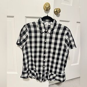 Madewell Black and white Gingham Peplum Blouse size small - NWOT